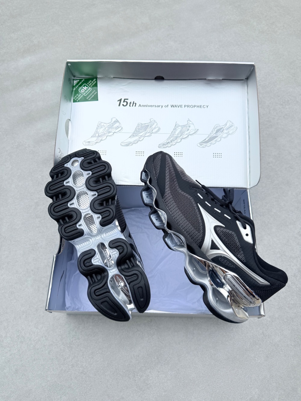 Mizuno Wave Prophecy 15 SE Black Silver — 39 / 40 / 41, Novo