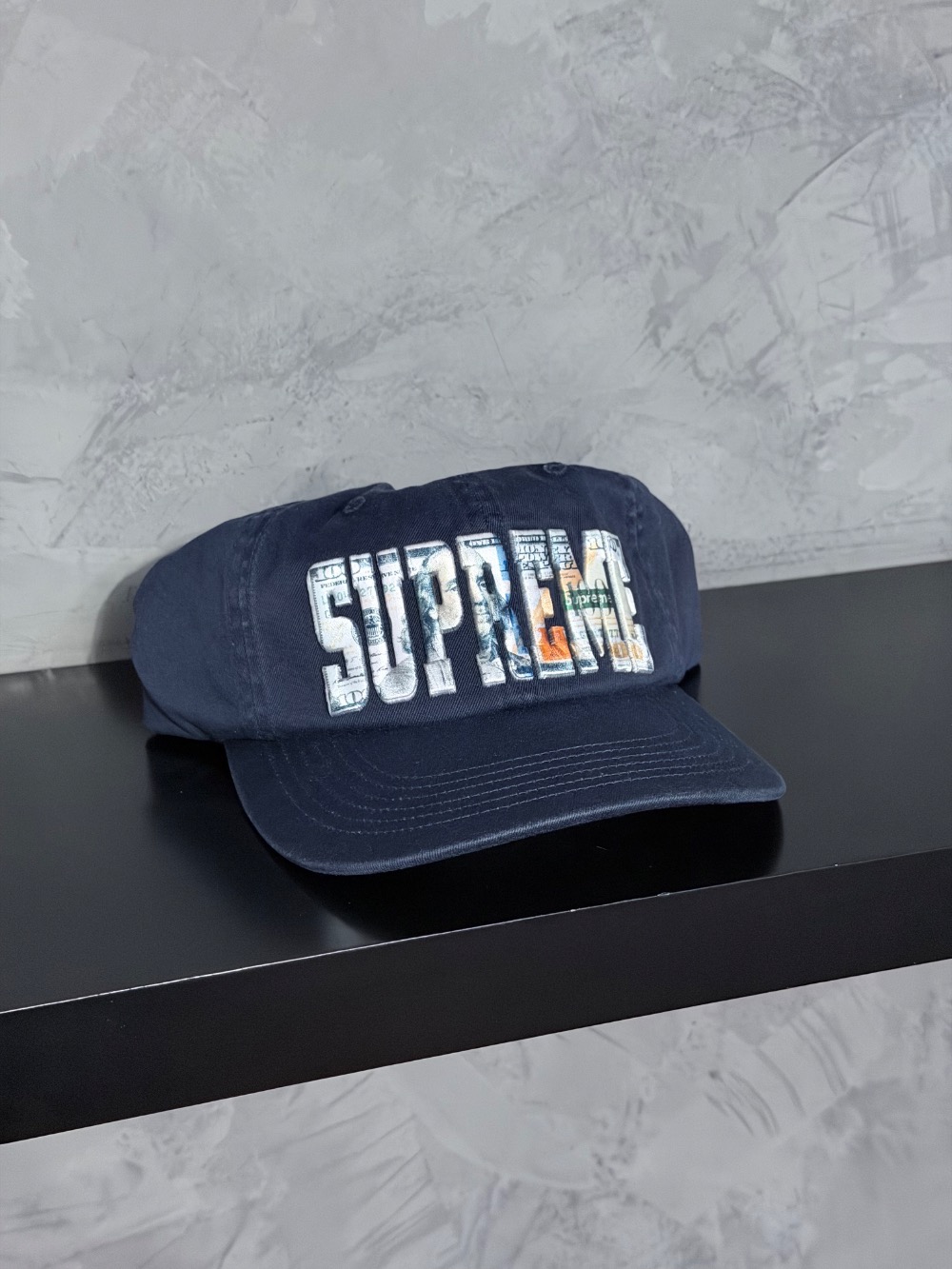 Boné Supreme Embroidered Money Logo 6-Panel Navy SS26-W1 — Único, Novo