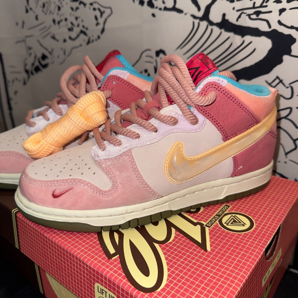 Social Status x Nike Dunk Mid Free Lunch Strawberry Milk