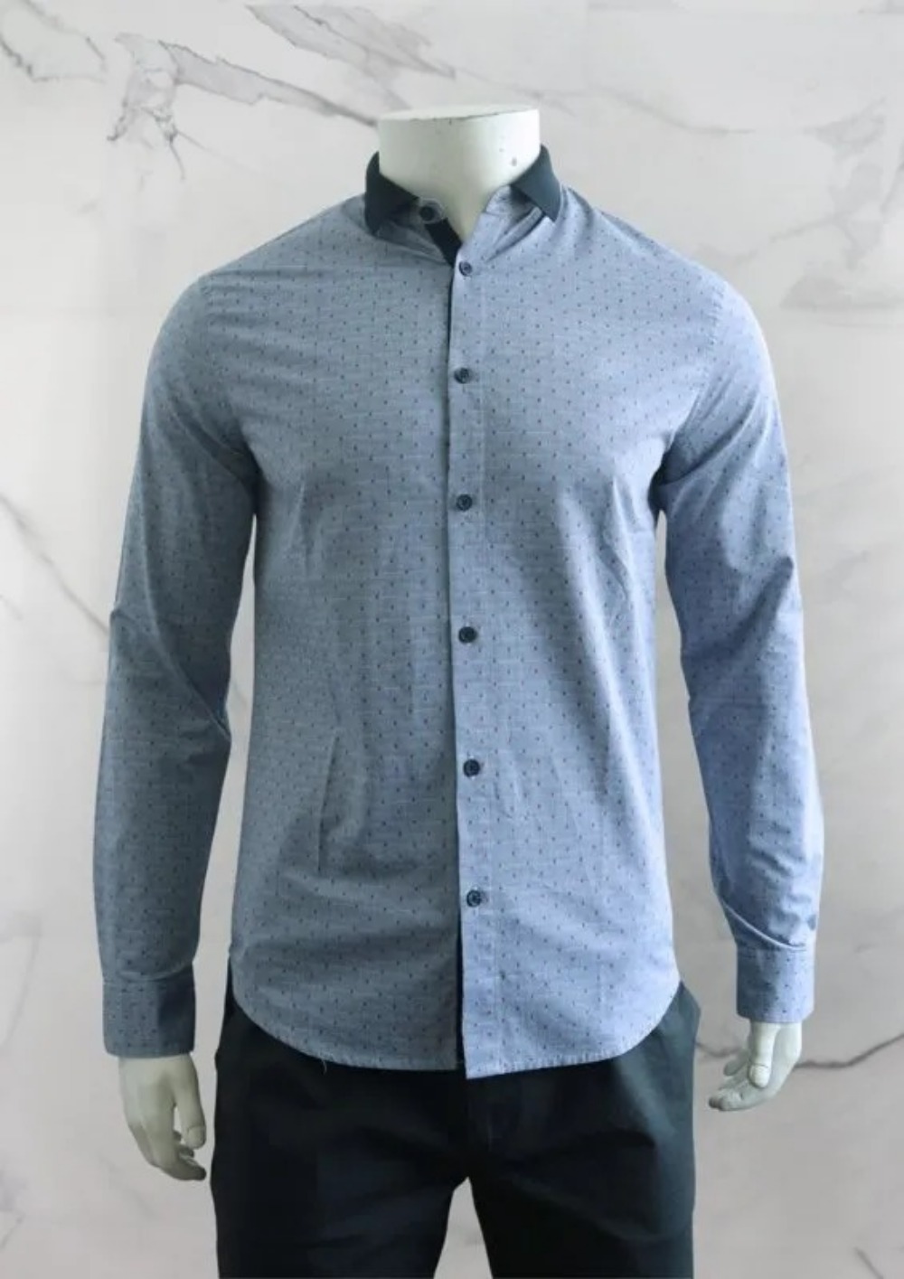 Camisa Armani Exchange Polka Dots Azul