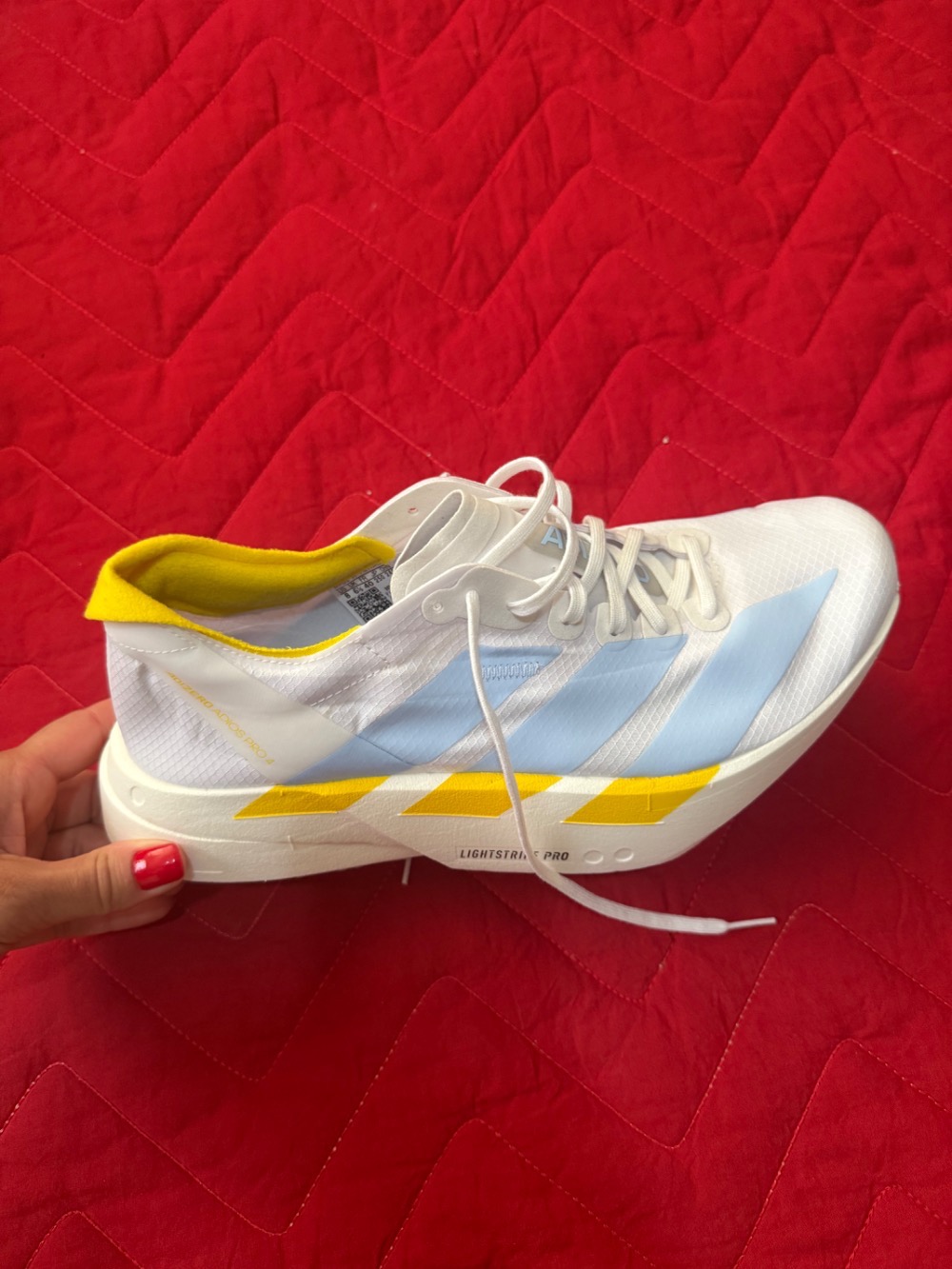 adidas Adizero Adios Pro 4 Cloud White Glow Blue Yellow Feminino