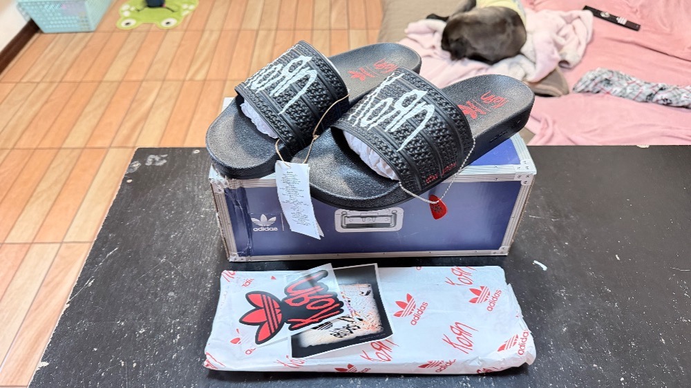 Korn x adidas Adilette Black