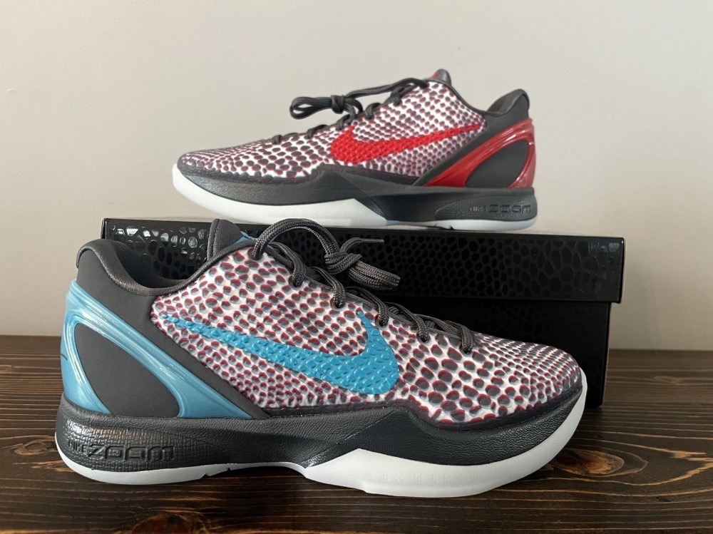 Nike Kobe 6 Protro 3D Dark Grey Chlorine Blue Daring Red — 42.5, Novo
