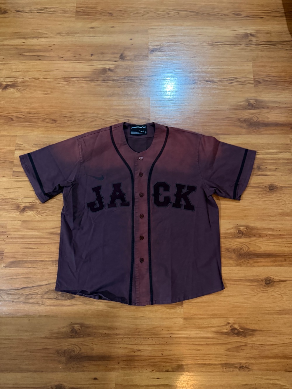 Travis Scott x Fragment x Nike Camisa Jersey Tokyo Jack Baseball Brown — G, Novo