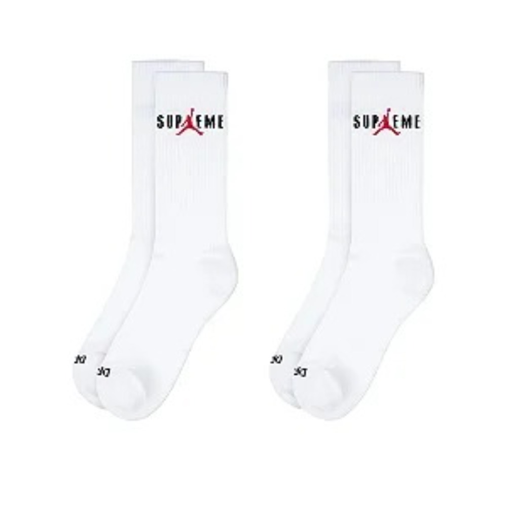 Supreme x Jordan Meia Crew White — Único, Novo
