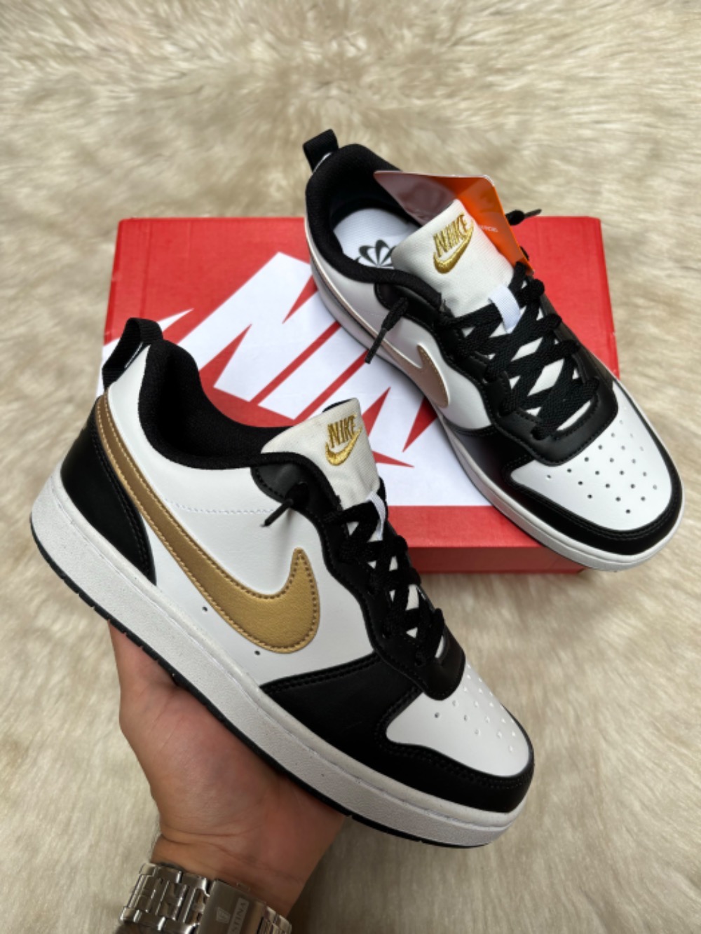 Nike Court Borough Low Recraft GS Black White Gold
