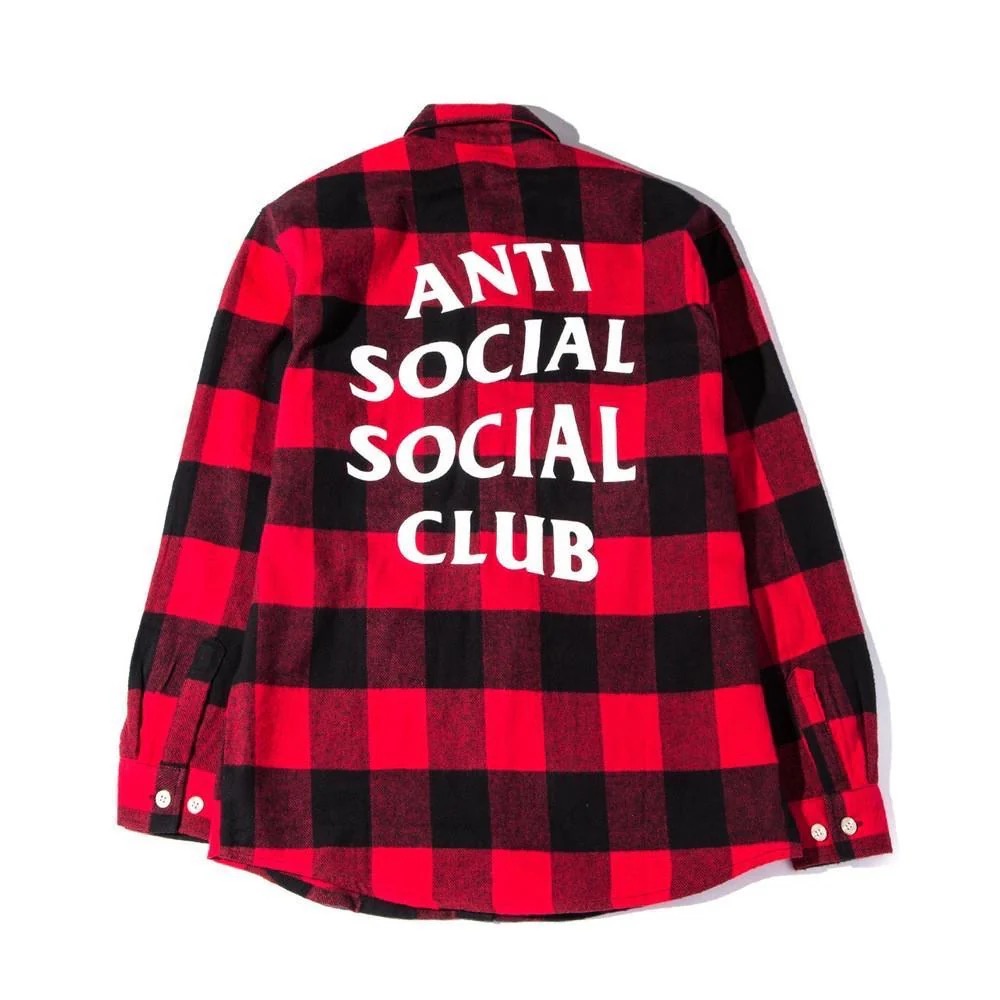 CAMISA ANTI SOCIAL SOCIAL CLUB XADREZ VERMELHA