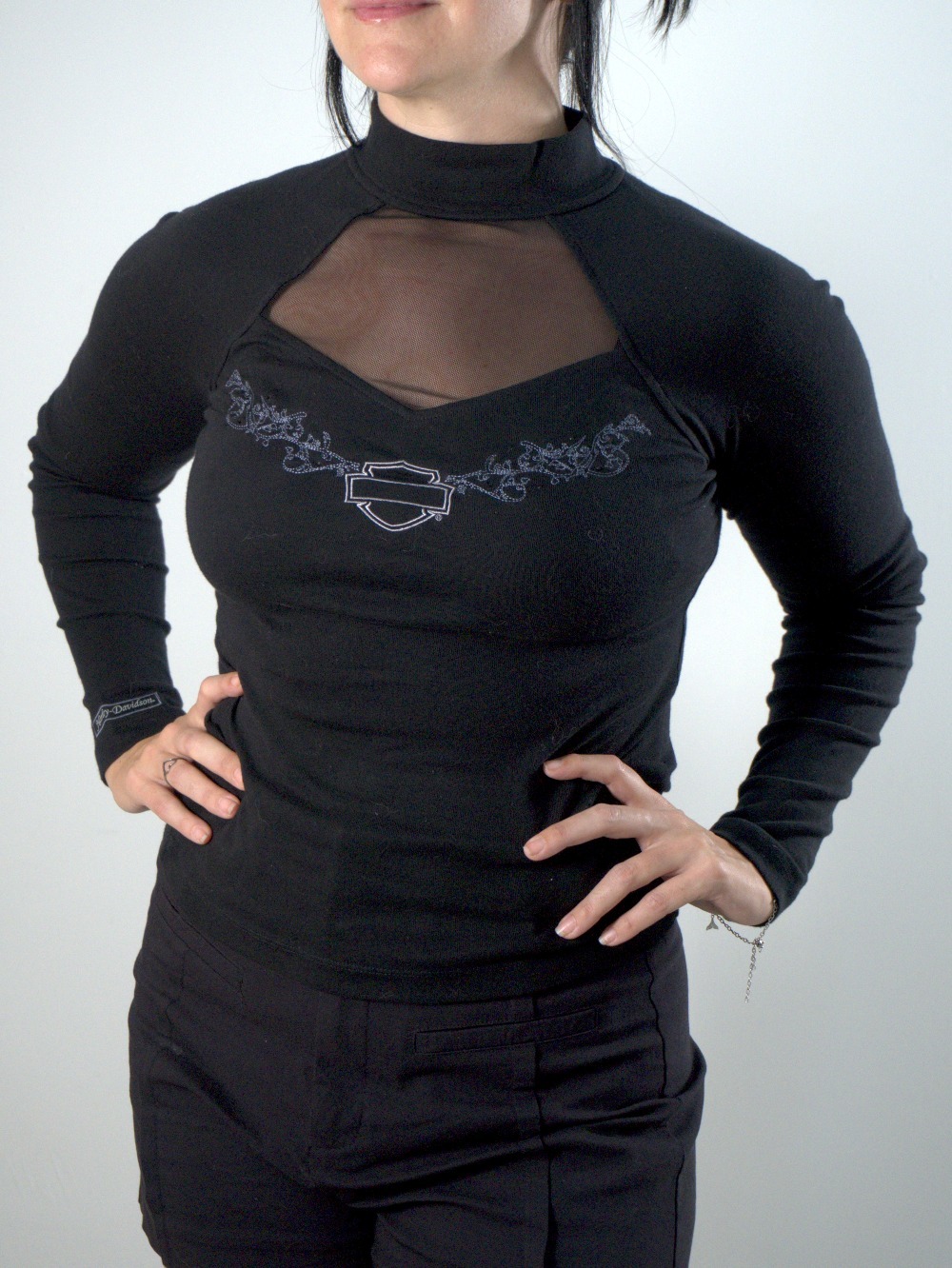 blusa harley davidson manga longa com tule fort worth, texas