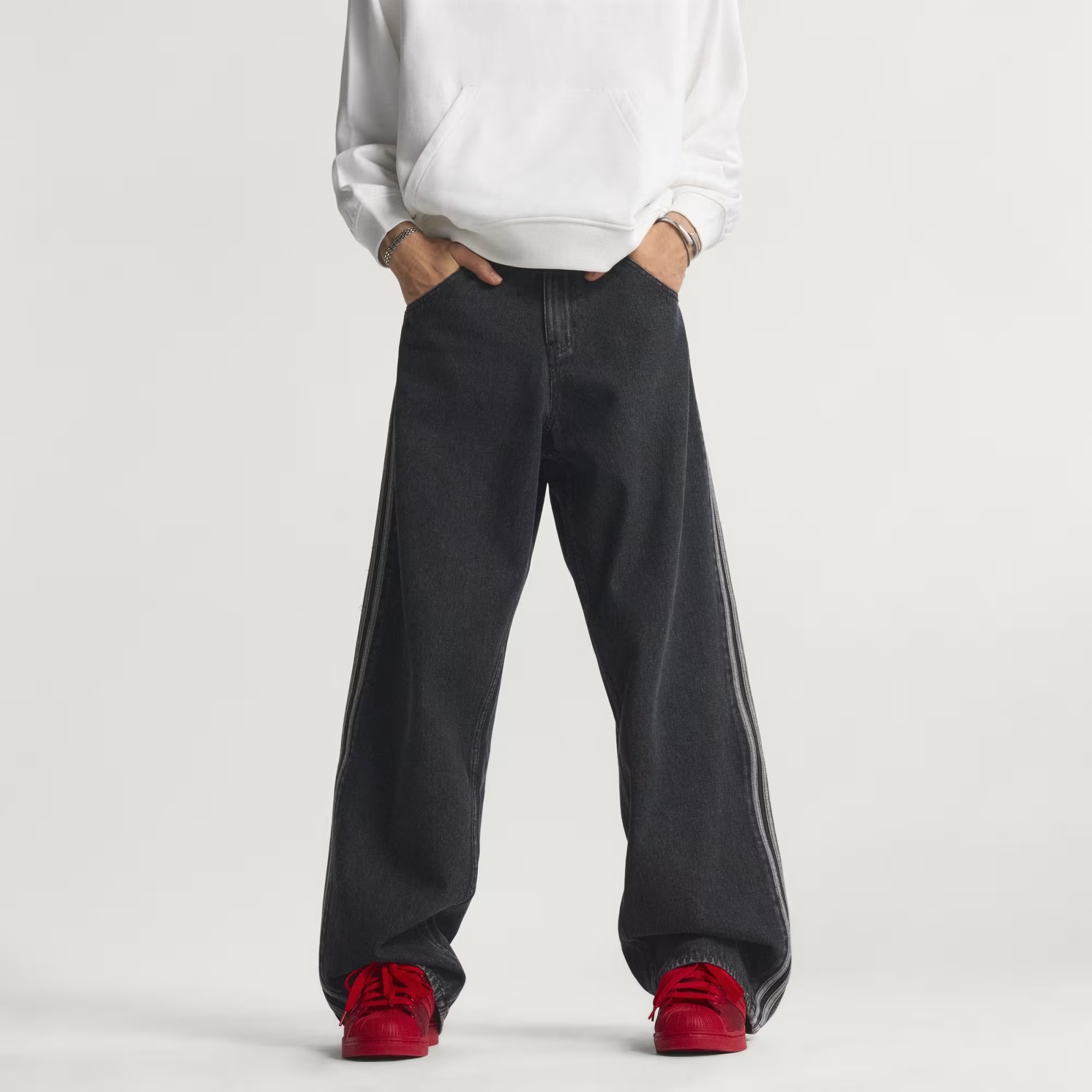 Calça adidas Jeans Firebird Adicolor True Black Denim — 40 / 42, Novo