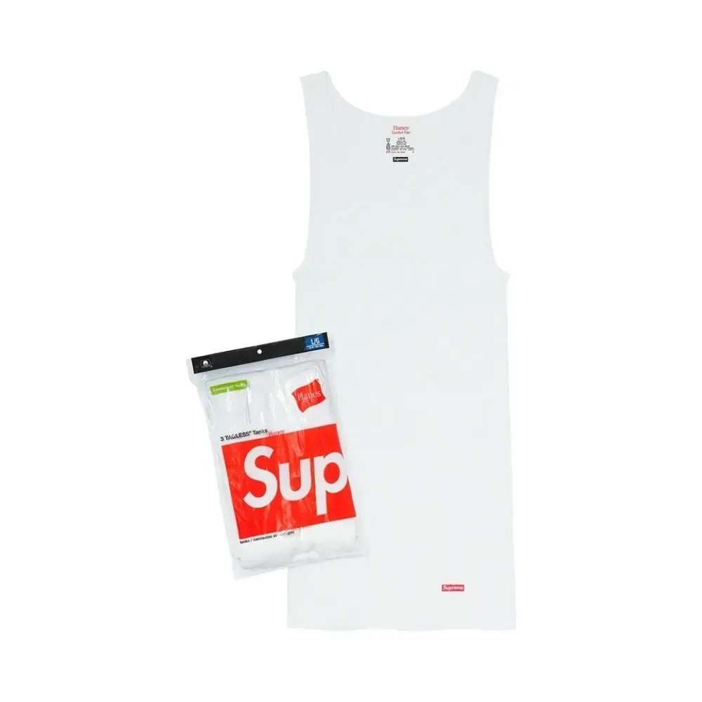 Hanes x Supreme Regata Tagless White (3 Pack) SS26-W1 — P / M / G / XG, Novo