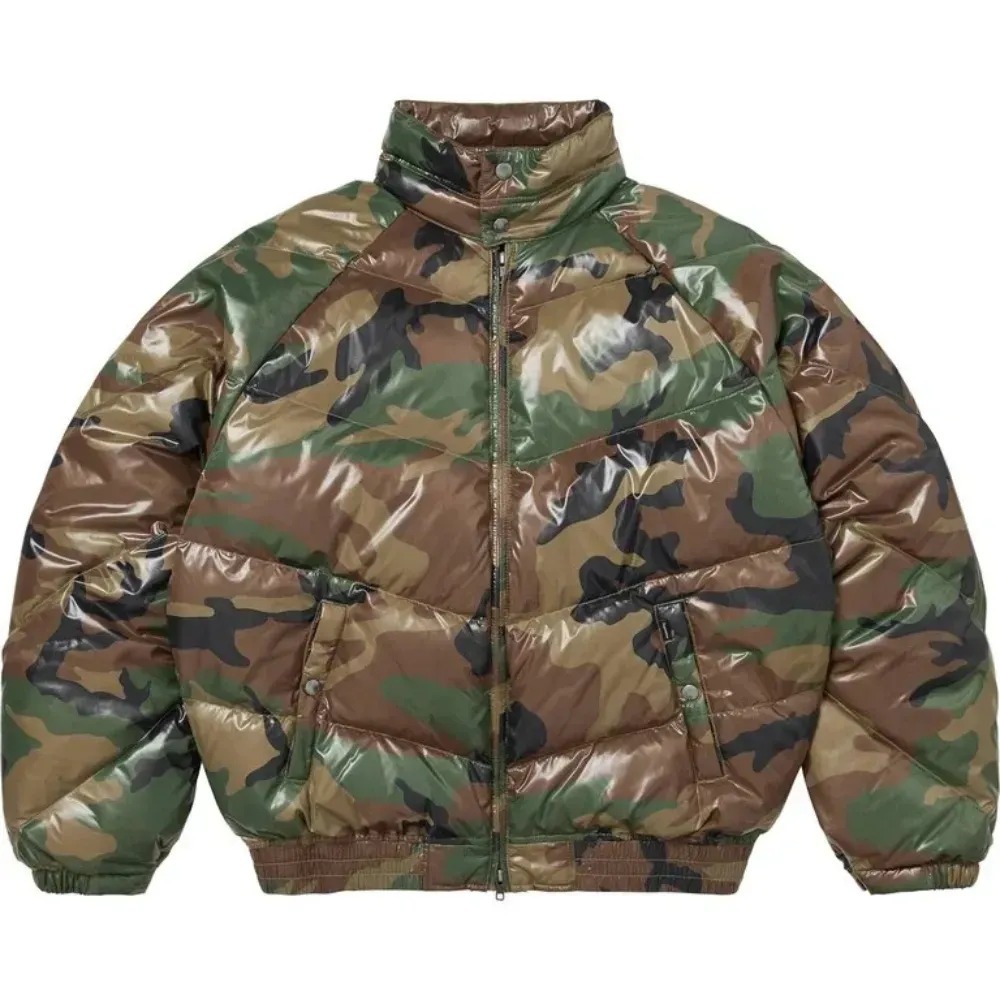 Schott x Supreme Jaqueta Puffer Glossy Lightweight Down Camo SS26-W1 — M, Novo