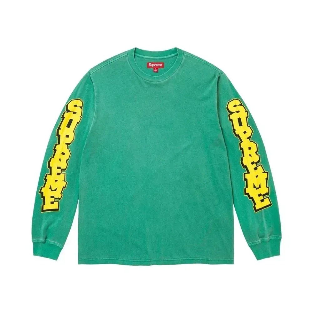 Moletom Supreme Cracked Sleeve L/S Top Washed Green SS26-W1 — P / M, Novo