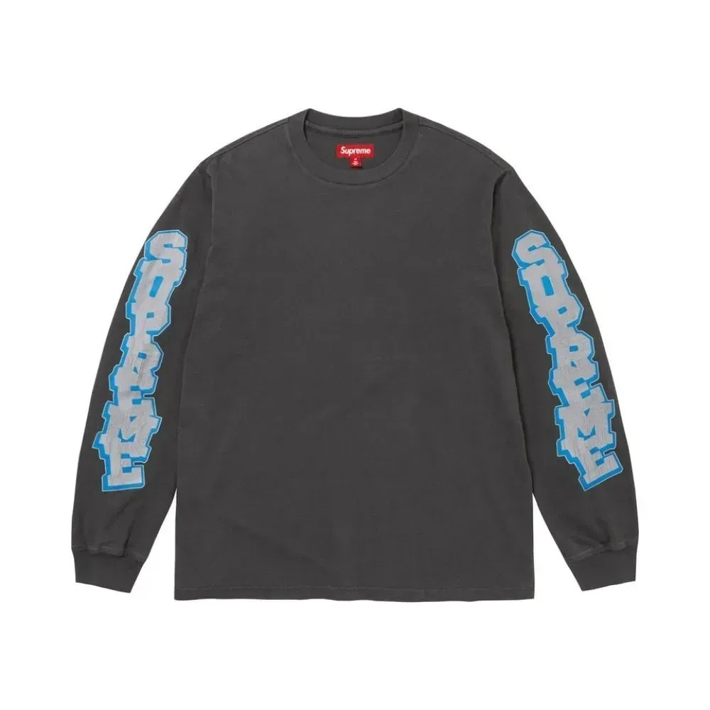 Moletom Supreme Cracked Sleeve L/S Top Washed Black SS26-W1 — XG / 2XG, Novo