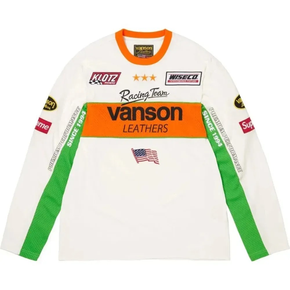 Vanson Leathers x Supreme Camiseta Long Sleeve White SS26-W1 — P / M / G / XG / XXG, Novo