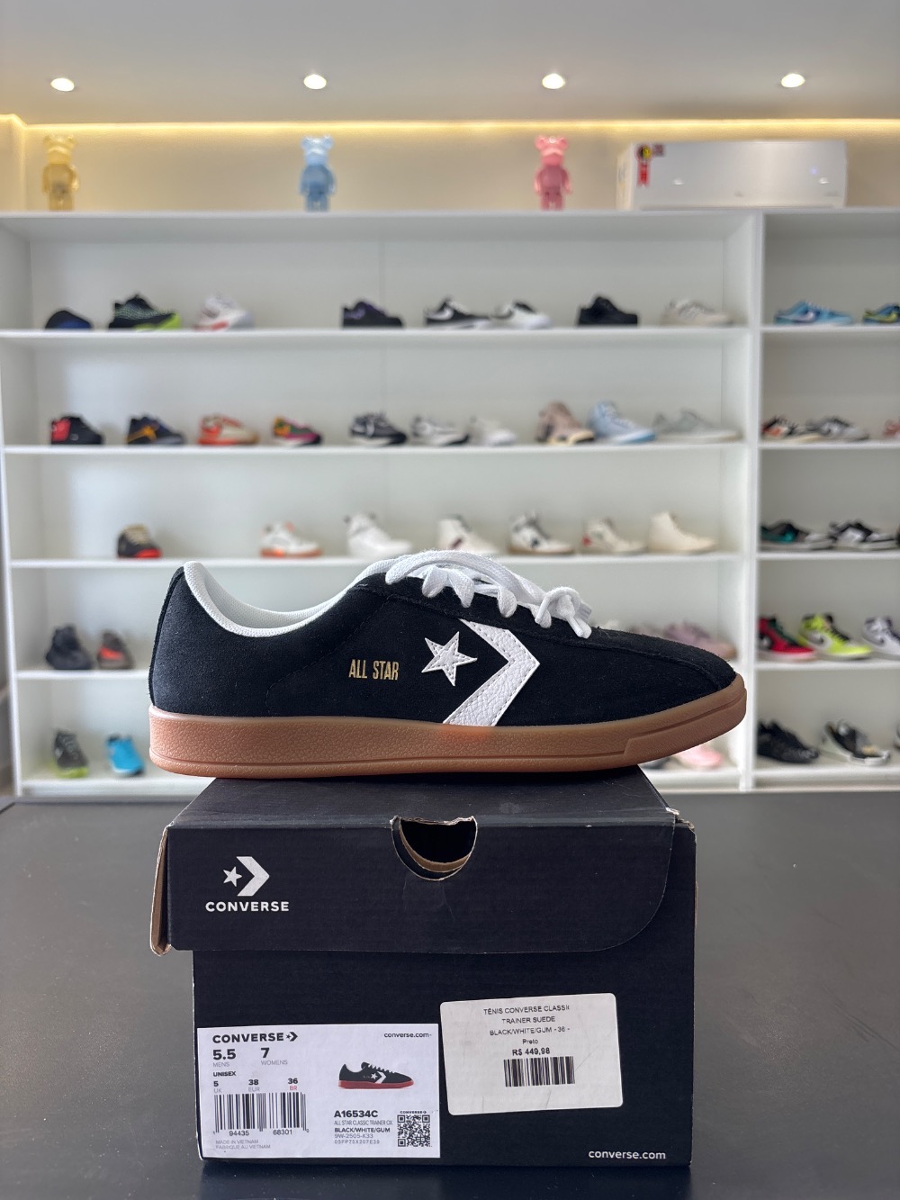 Converse All Star Classic Trainer Suede Low Top Black White Gum