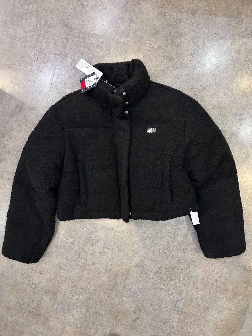 Jaqueta Tommy Jeans Wool Boucle Puffer - Preto