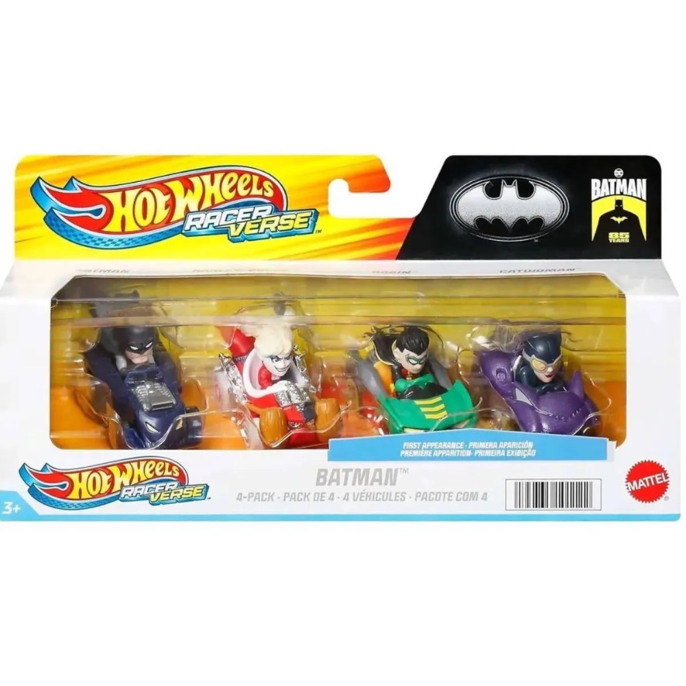 Hot Wheels RacerVerse Batman Kit 4 Carrinhos Original Mattel Colecionável