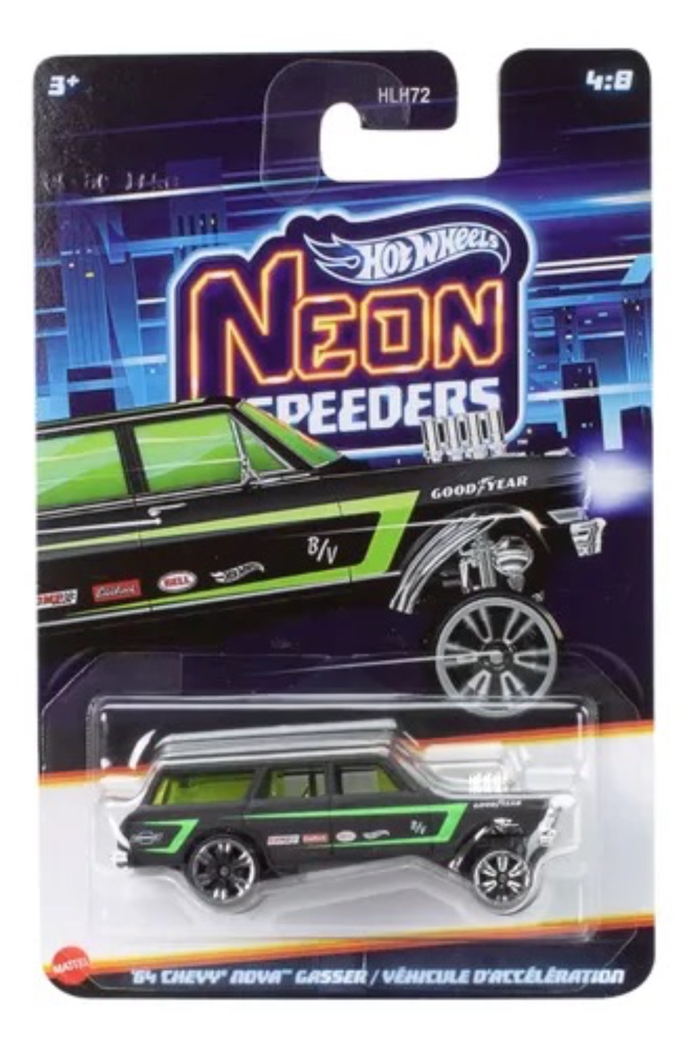 Hot Wheels Mattel Collector - Neon Speeders - 64' Chevy Nova Gasser