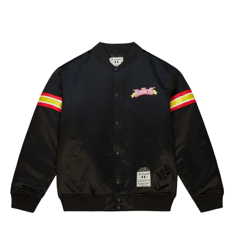 MITCHELL & NESS x THE HUNDREDS - Jaqueta College Satin "Preto"