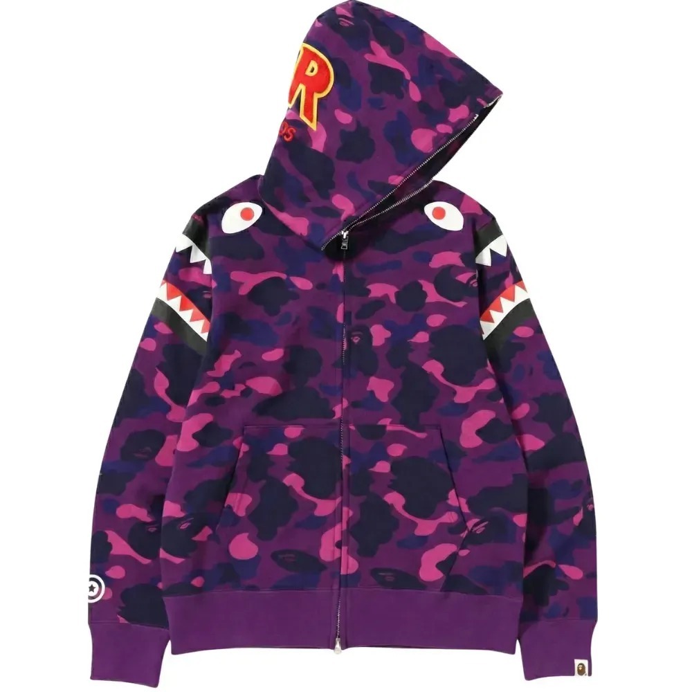 Moletom BAPE Color Camo Double Shark Full Zip Purple — M / G / XG, Novo
