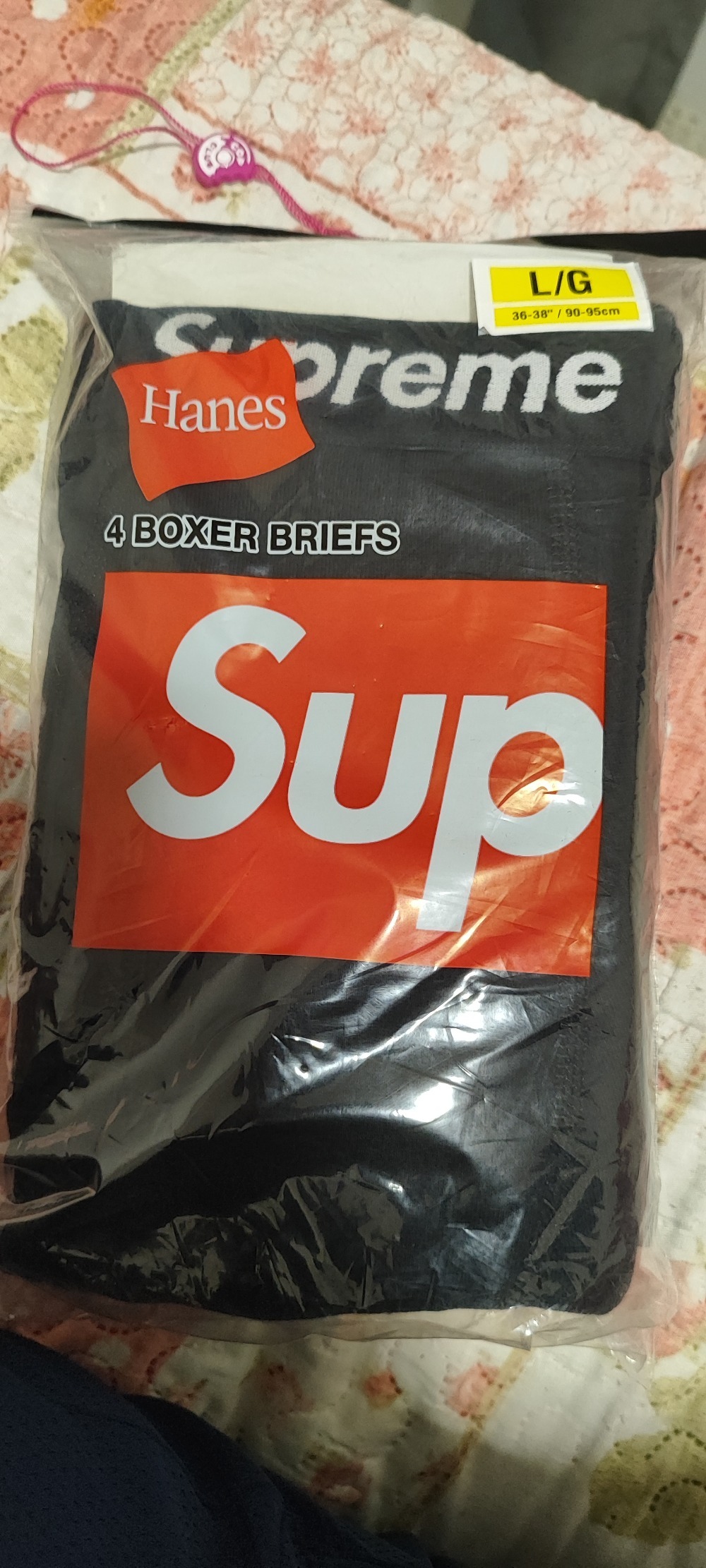 Hanes x Supreme Cuecas Boxer Black (4 Pack) SS26-W1 — G, Novo