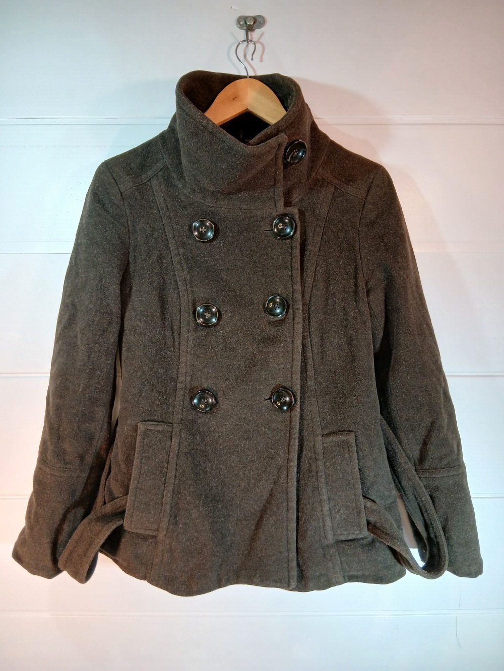 casaco de lã marrom (sobretudo curto)  Zara vintage Basic