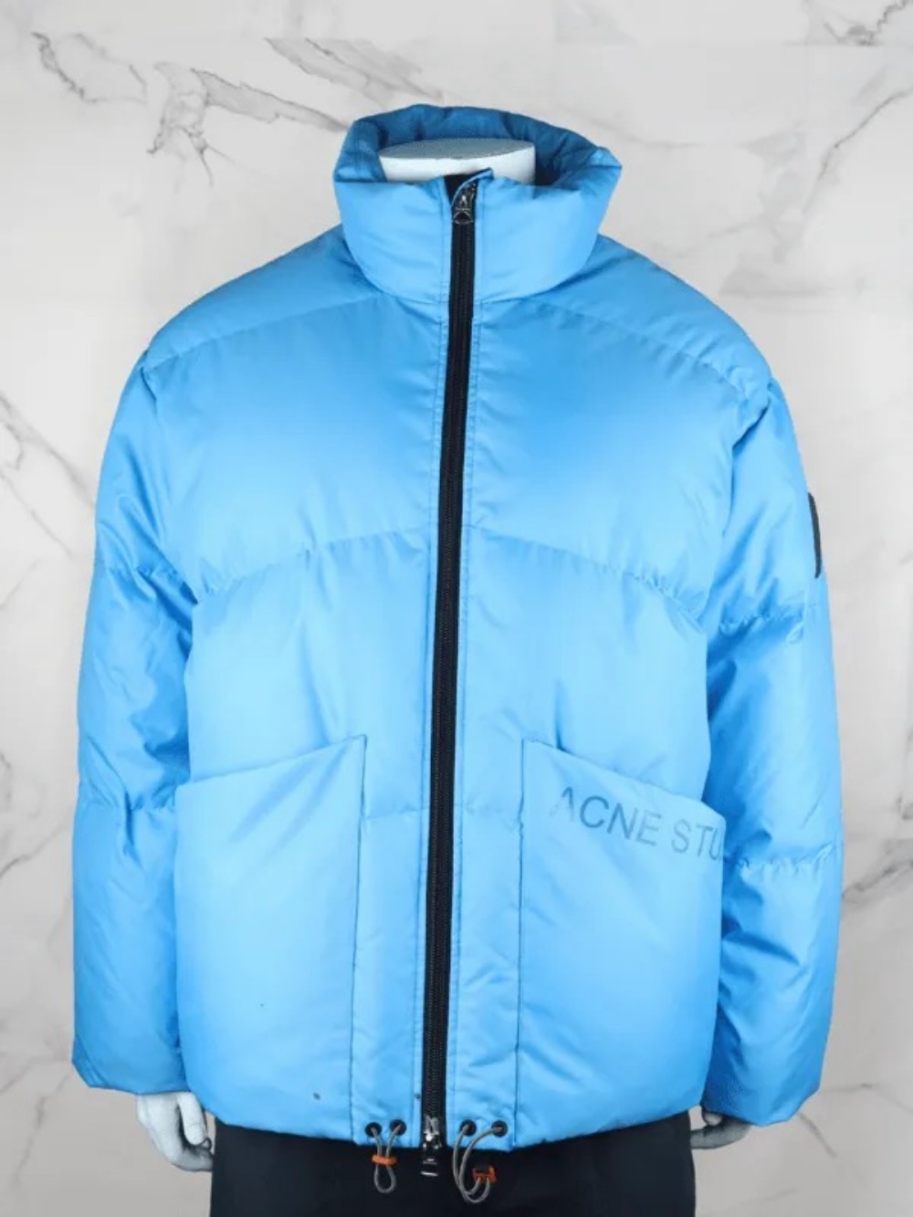 Jaqueta Acne Studios Puffer Basic Nylon Logo Azul