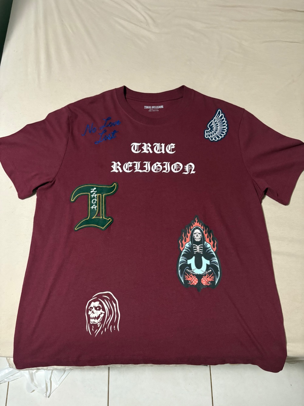 Camiseta Vinho G True Religion Bordada
