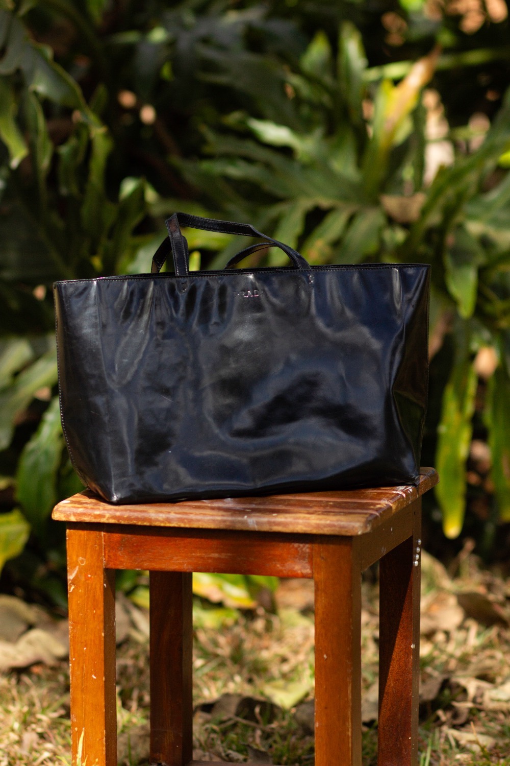 Prada Tote Bag PVC Parent Leather