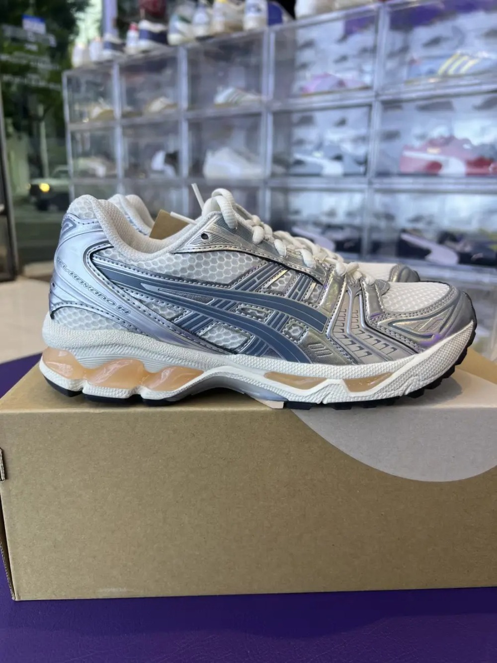 Asics Gel-Kayano 14 Birch Pure Silver Teal Gold