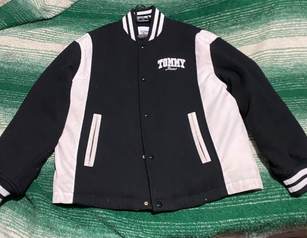 Jaqueta Tommy Jeans Cord Wool Mix Letterman Black