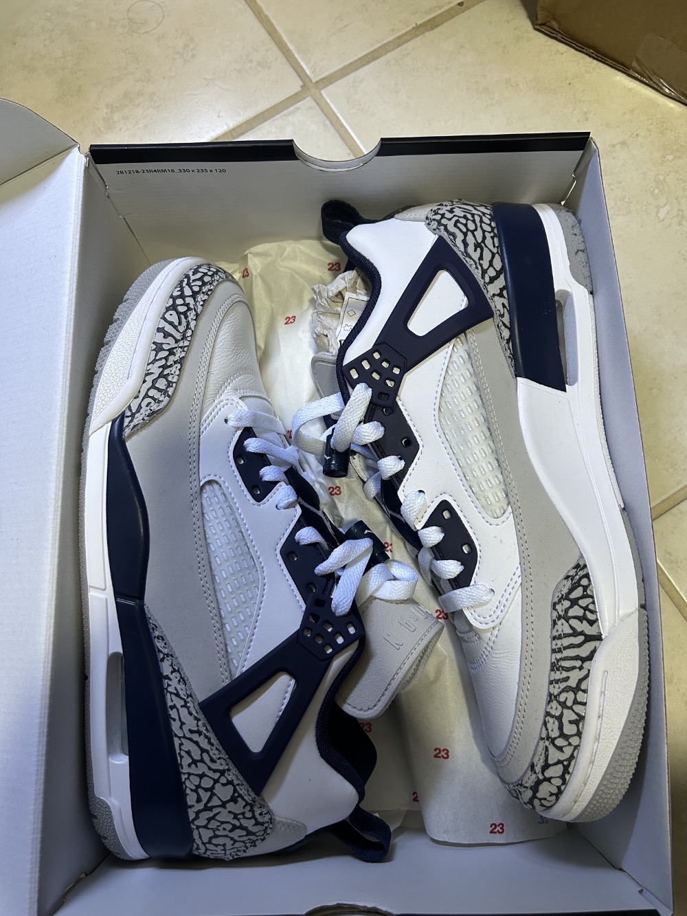 Air Jordan Spizike Low White Neutral Grey Midnight Navy