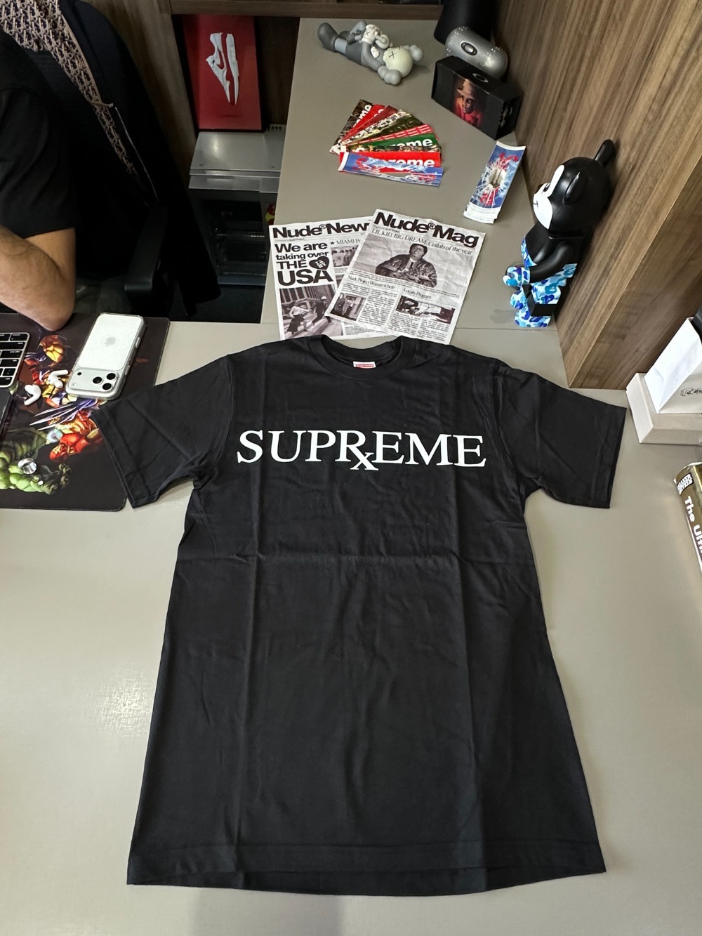 Camiseta Supreme RX Black FW25-W17 — XG, Novo