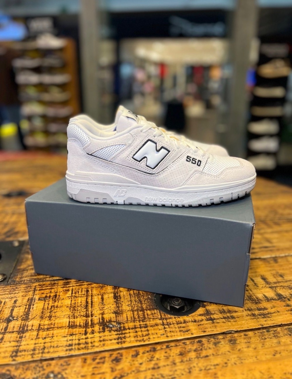 New Balance 550 White Perforated Leather