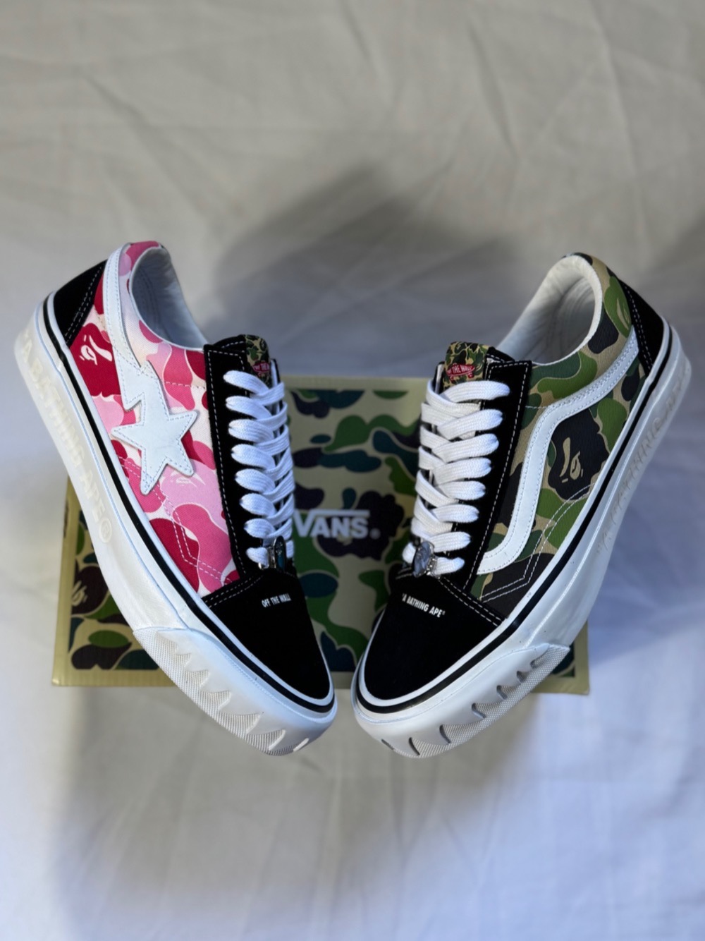 BAPE x Vans Old Skool LX Abc Camo Pink Blue Green