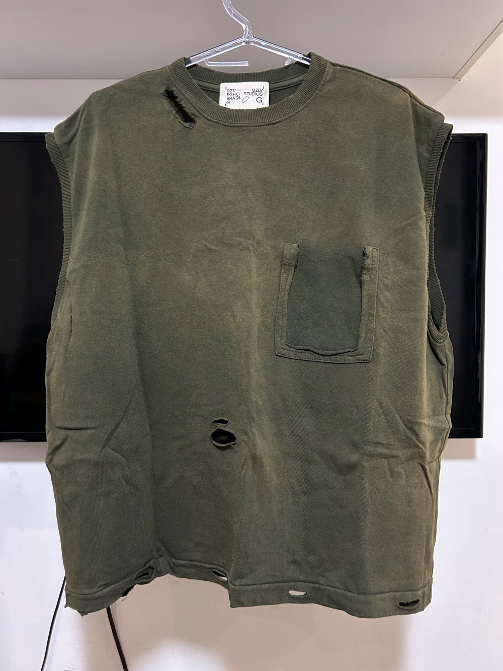 Camiseta Egho Studios Trashed Tank Top Olive Green — G, Usado