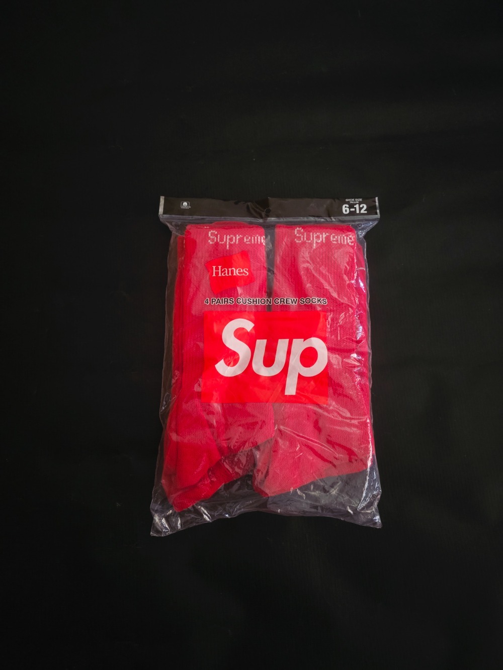 Hanes x Supreme Meias Crew Red (4 Pack) FW23-W1 — Único, Novo