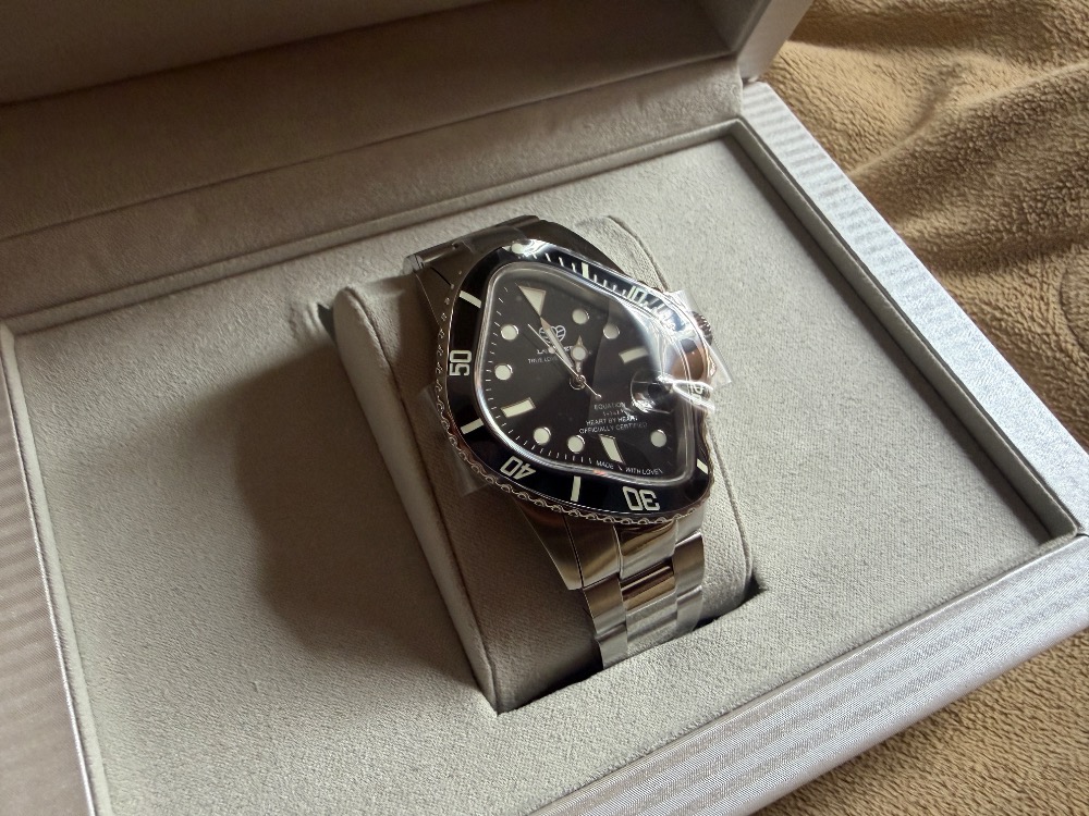 Relógio LAARVEE PEA001 Silver Precision Steel Ceramic Bezel Dial Black