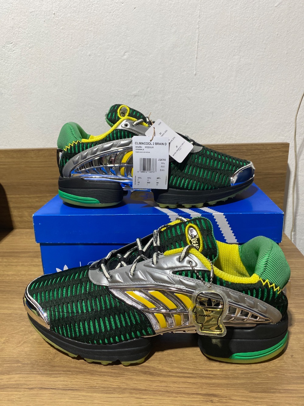 Brain Dead x adidas Climacool 2 Core Black Impact Yellow Silver Metallic — 44, Novo