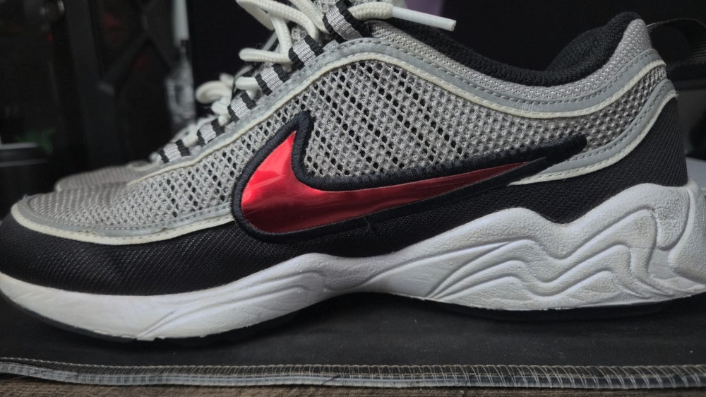Nike Air Zoom Spiridon OG Metallic Silver and Sport Red