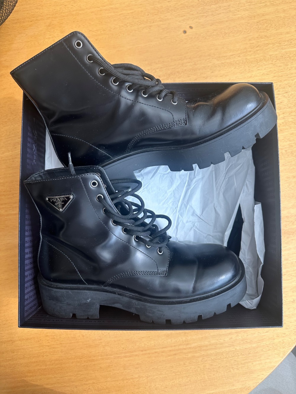 Bota Prada Coturno Polished Leather Black