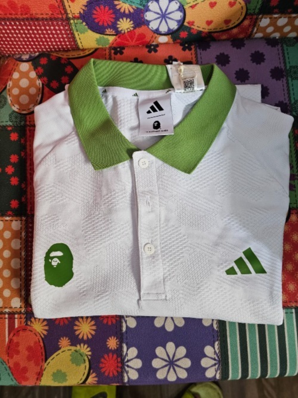BAPE x adidas Camisa Polo Golf White — XG, Novo