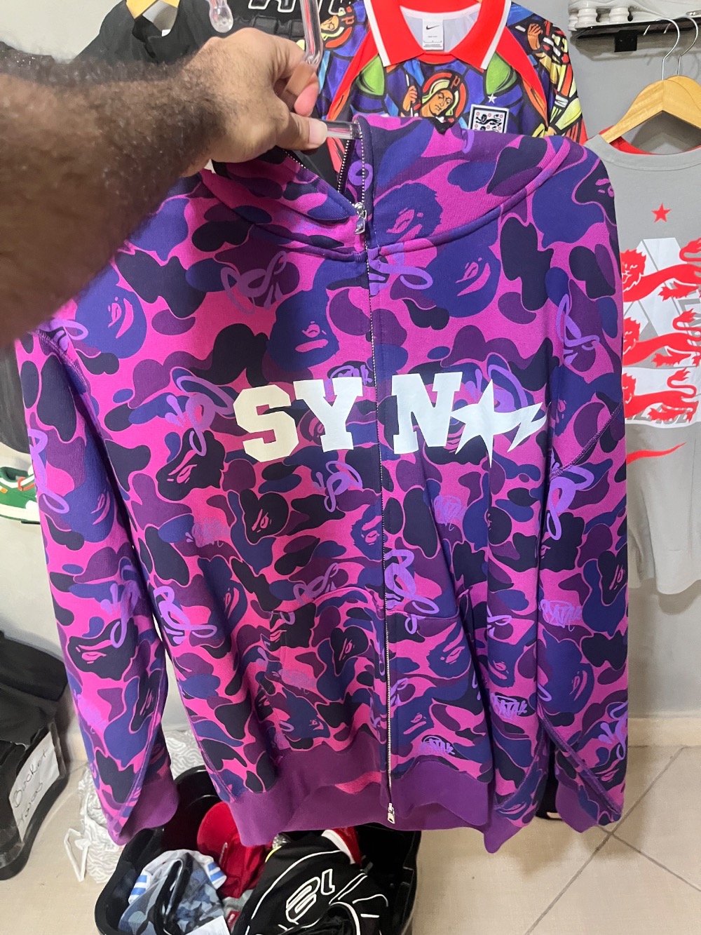 Spotify x SYNA By Central Cee x BAPE Jaqueta Shark Full Zip Purple — 2XG, Novo