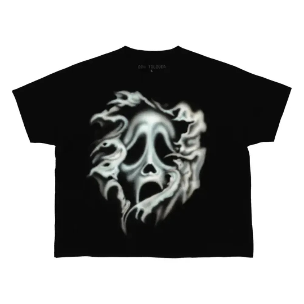 Scream x Cactus Jack x Don Toliver Camiseta Airbrush Gosthface Black — P / M, Novo