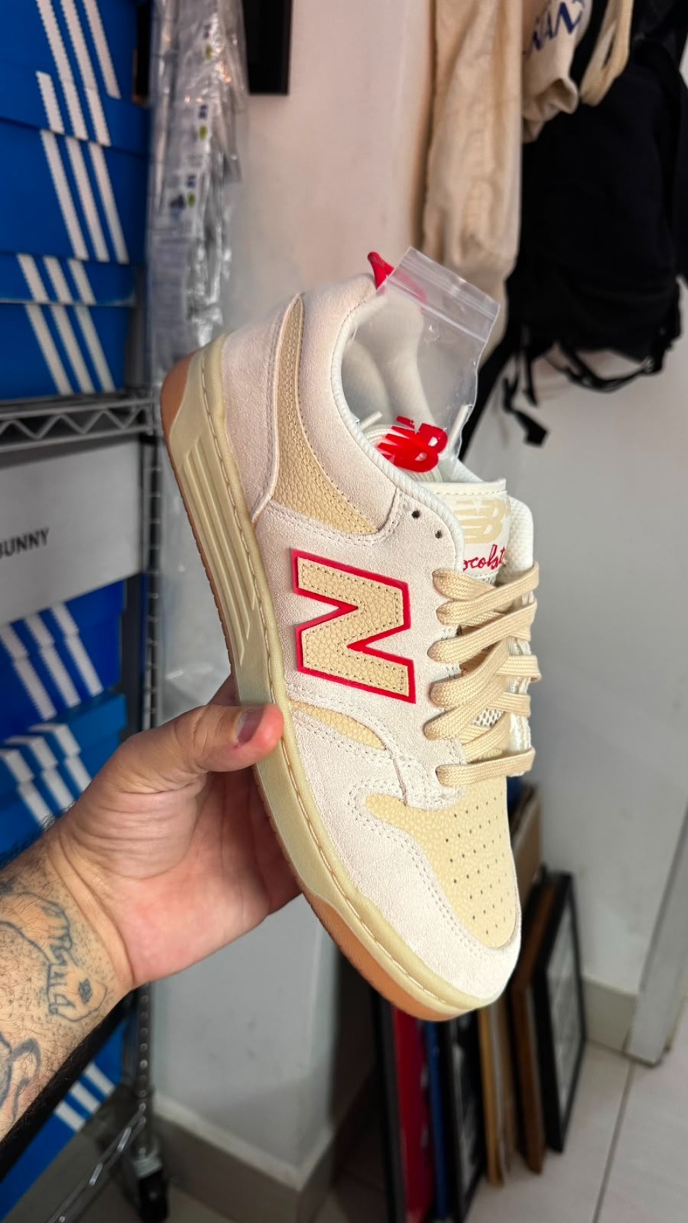 Chocolate Skateboards x New Balance Numeric 480 Sea Salt Red