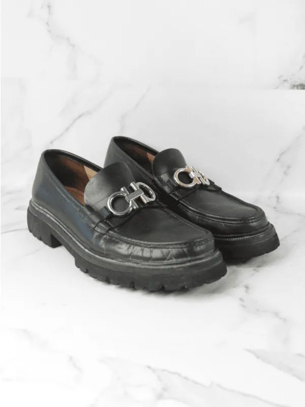Mocassim Ferragamo Bleecker Gancini Preto
