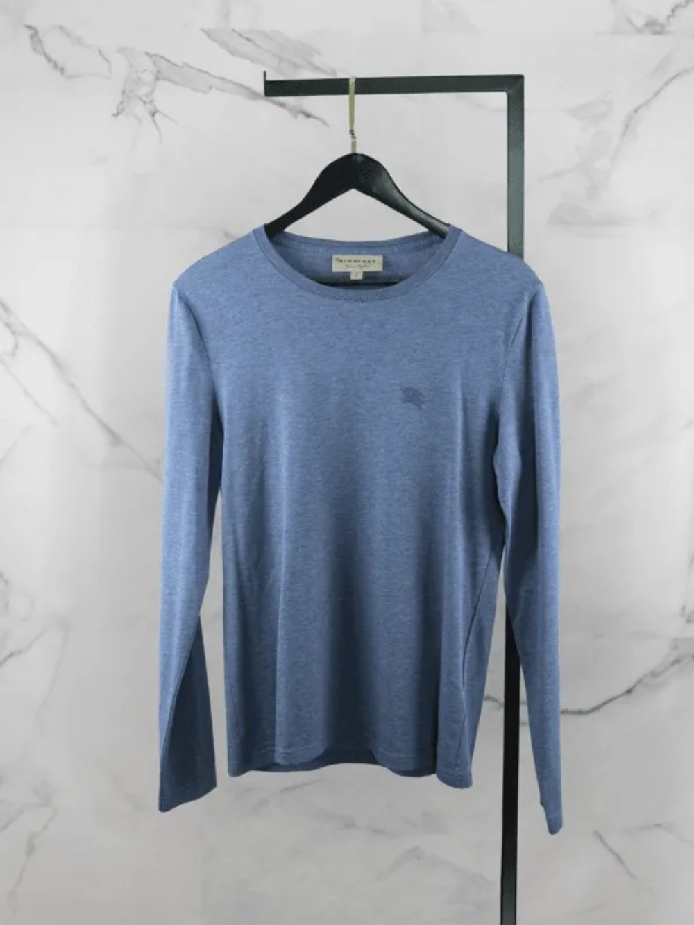 Camiseta Burberry Manga Longa Basic Logo Azul