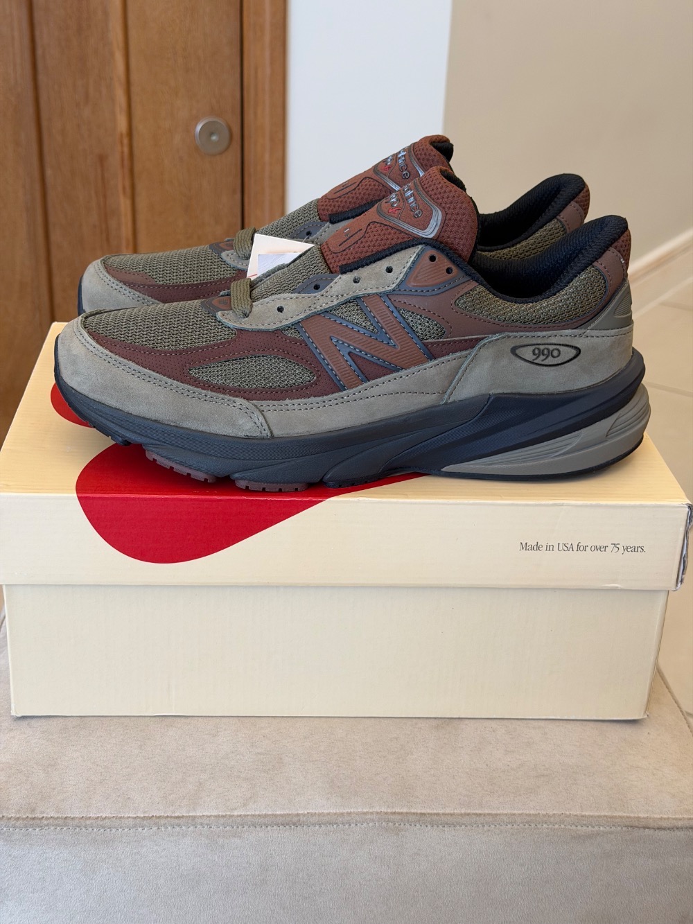 New Balance Made in USA 990v6 Dark Camo Rich Oak Black Cement