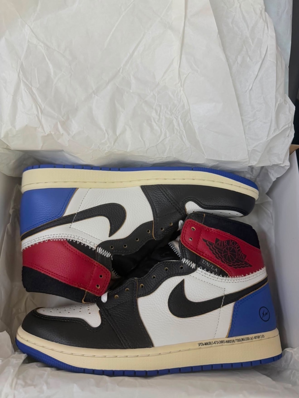 Union LA x Fragment x Air Jordan 1 Retro High OG SP Varsity Red Sport Royal — 40, Novo