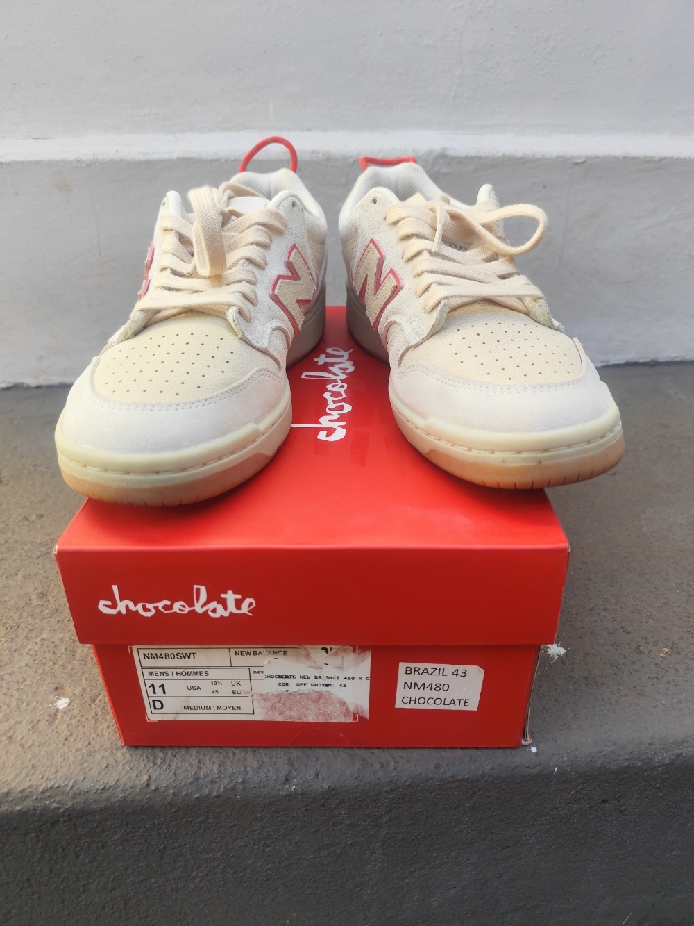 Chocolate Skateboards x New Balance Numeric 480 Sea Salt Red